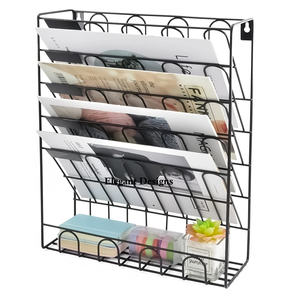 Classique élégant 7 niveaux fait à la main fantaisie fil mur panier noir poudre enduit fer panier de rangement décoratif cuisine mural - Product Image 3