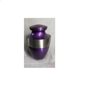 Suministros funerarios de cremación para adultos, urna de aluminio con estampado amarillo, Brassworld, India - Product Image 4