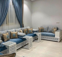 Canapé marocain Sedari, Jalsa marocaine, Salon marocain, Ensemble de canapés en U de luxe, Ensemble de canapés en bois, Ensembles de meubles de salon en bois