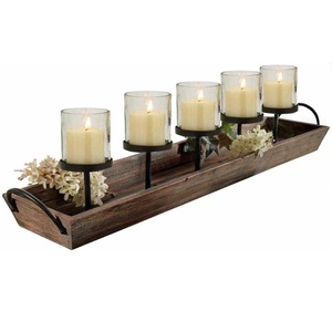 Bougeoir votif en bois de manguier fabriqué à la main de haute qualité pots de bougie en métal décoratifs pour la maison et lanternes pièce maîtresse de noël - Product Image 1