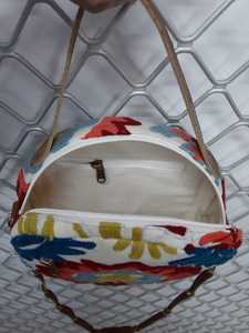 Sacs à bandoulière en tissu brodé en coton léger avec poignée en cuir et fermeture à glissière, sacs à bandoulière multi-poches, accessoires pour femmes - Product Image 4