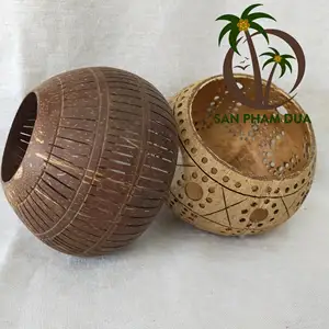 WHOLESALE NATURAL COCONUT SHELL LAMP FOR HOME DECOR FROM VIETNAM LOW PRICE ECO- FRIENDLY COCONUT SHELL HANDMADE TABLE LAMP