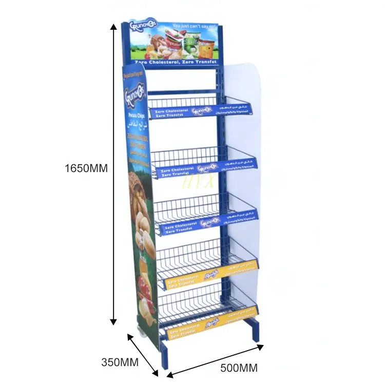 Draad Verstelbare Plank Rekken Display Draagbare Supermarkt Display Rack Aardappel Chip Snack Metalen Retail Store Display Rekken