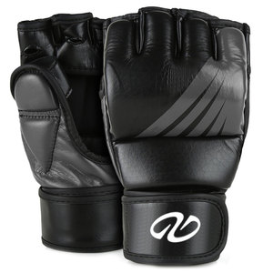 MMA Fighting Gloves PU Leather <b>Black</b> Durable Martial Arts Training Gloves - Product Image 1