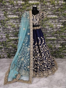 Impresionante vestido de seda Lehenga Koti nupcial 2021 adornado con cuentas de cristal y trabajo de piedra para bodas - Product Image 2