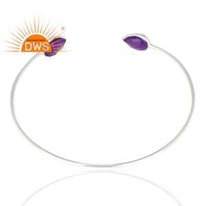 Beautiful Purple Aventurine Gemstone <b>Cuff</b> Bangle Designer Fine <b>Silver</b> Ladies Fashion <b>Cuff</b> Bangle Jewelry Supplier - Product Image 3