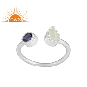 Iolite & Ethiopian <b>Opal</b> Gemstone <b>Ring</b> Handmade Supplier Vintage Style Sterling Fine 925 <b>Silver</b> <b>Ring</b> Jewelry Wholesale - Product Image 1