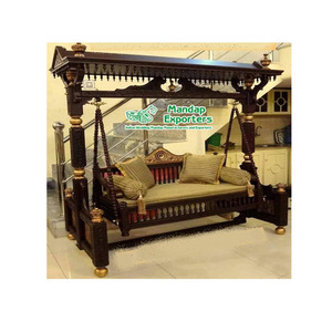 Columpio de Madera de Teca Marrón para Interiores, Estilo Indio, Tallado a Mano, Tipo Maharaja, para Decoración del Hogar, Hecho en EE. UU. - Product Image 1