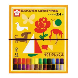 Conjunto de 24 cores para miçangas e sobreposições, kit para crianças sakura oil pastel cray-pas, correia de borracha perfeita para mistura de cores e sobreposição lp24r
