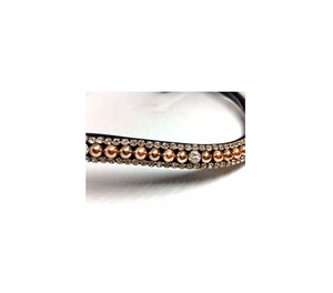 Banda de cejas de forma curva hecha a mano para caballos, nuevo diseño, duradero, genuino, negro, marrón, cuero, oro rosa, perla, cristal Swarovski, Rosa - Product Image 1