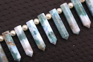 Natural <b>Blue</b> Larimar Gemstonen Beautiful 12 Pieces Pointed Pencil for Jewelry Bracelet Necklace Briolette Beads - Product Image 6