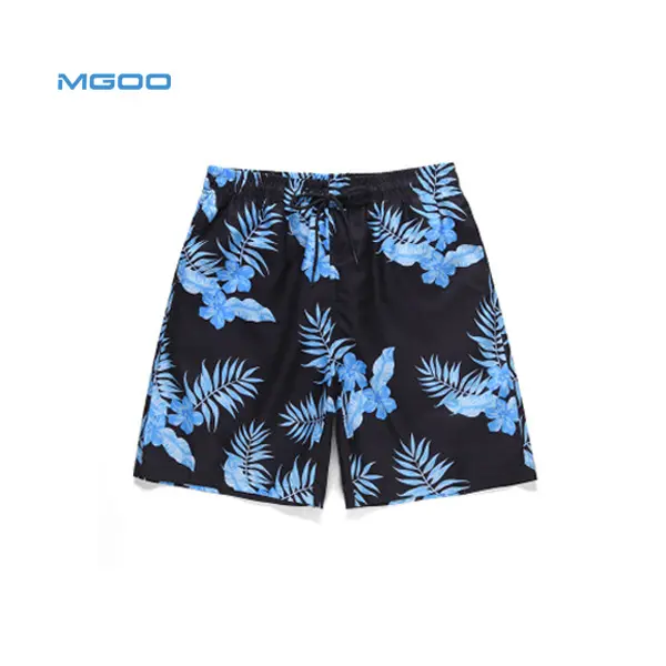 Mens swimwear floral board shorts elasticized waist drawstring beach shorts