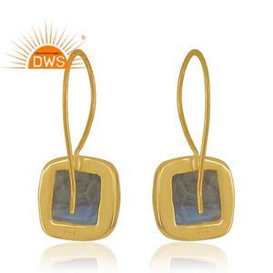 925 Sterling Silver 18K Plaqué Or Naturel Labradorite Pierres Précieuses Dangle Boucle D'oreille Bijoux Pour Femmes Cadeau Pour Elle - Product Image 3