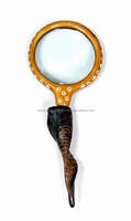 Designer Handheld Brass & Bone Magnifier with 3-4 Inch Lens Options
