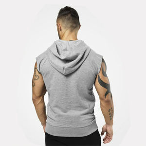 Sudaderas con capucha de algodón sin mangas camuflaje cremallera personalizada al por mayor 100% tela Jersey - Product Image 4