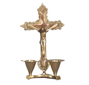 <b>Hand</b> made New Design decorative of Brass polished Religious Cross with candle stand and eithout candle stand - Product Image 5