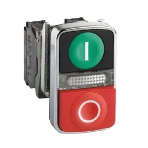 Schneider-Interruptor de botón de doble cabeza, 1NO, 1NC, 24V, Zamak, IP67, IP66, 22mm
