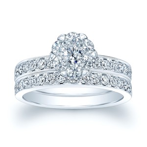 Anillo de Boda Floral con Diamantes Naturales Redondos Reales de 0.60 TCW |   Anillo de Diamantes con Engaste a Presión para Mujer, Joyería Fina, Regalo de Aniversario - Product Image 1