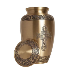 Urna de cremación de Metal plateado grabada de diseñador Premium, contenedor de almacenamiento de cenizas de aluminio sólido, suministros funerarios Premium americanos - Product Image 3