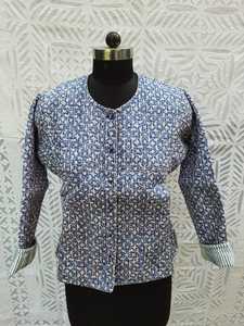 Chaquetas de Tela con Estampado en Bloque al por Mayor, con Cierre de Botones Acolchados de Algodón, Bolsillos, Abrigo Nehru Cálido de Invierno, Ropa de Mujer - Product Image 2