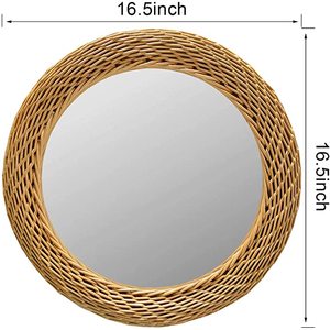 Miroir mural classique en rotin au fini naturel Design élégant parfait pour la décoration de restaurant et de chambre à coucher - Product Image 2