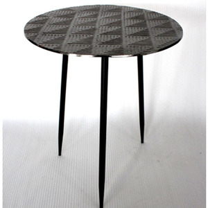 Mesa Auxiliar Redonda Moderna de Hierro y Aluminio con Superficie Texturizada para Sala de Estar, Dormitorio, Balcón, Cafetería, Hotel, Muebles para Compradores Mayoristas - Product Image 1