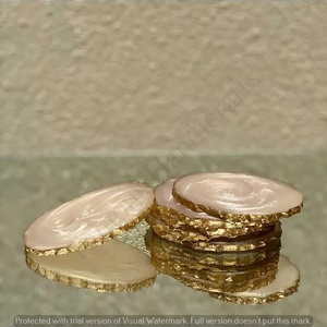 Hot Sale Unique Design Marble Look 2024 Handcrafted Resin with <b>Gold</b> Plating on Border <b>coaster</b> for Coffee & Tea Drink - Product Image 4
