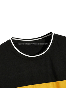 High Quality Custom <b>Men's</b> Two Tone Split Color Half Sleeves Contrast Ribbed Neck <b>Tshirt</b> Wholesale Black & <b>Yellow</b> <b>Men</b> <b>Tshirts</b> - Product Image 3