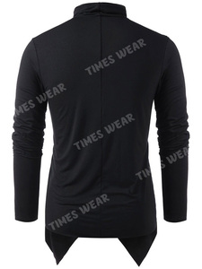 Camiseta informal de alta calidad para hombre, camiseta asimétrica ajustada con cuello alto - Product Image 3