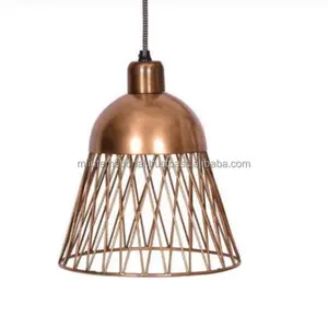 Best Selling Cage Lamp Industrial Copper Finish Metal Wire Pendant Light Bar Restaurant Hotels Bedroom and Living Lamp