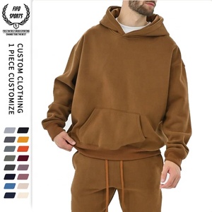 Sweat à capuche OEM pour hommes en polaire 450-500gsm lourd 100% coton Logo bouffant brodé personnalisé Plainé surdimensionné écologique - Product Image 1