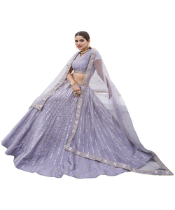 Dernier créateur Séquence de broderie en georgette Travail Lehenga Choli XL Taille Filet Soie Dupatta Anarkali Vêtement ethnique Vêtement de fête ApparelGarment - Product Image 3