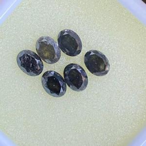 Pierre naturelle 100% en forme ovale épaissie, diamant, couleur noire, sel et poivre, diamant rustique - Product Image 5