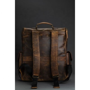 LW 100% Genuine Leather <b>Backpack</b> <b>Brown</b> Color Fashionable Portable Luggage Bag for Men Women Office Use Trending for Summer 2024 - Product Image 4