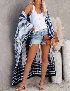 Femmes élégant Vintage été coton Kimono robe respirant écologique lavable plage Kimono Boho cravate teinture Long Style élégant - Product Image 3