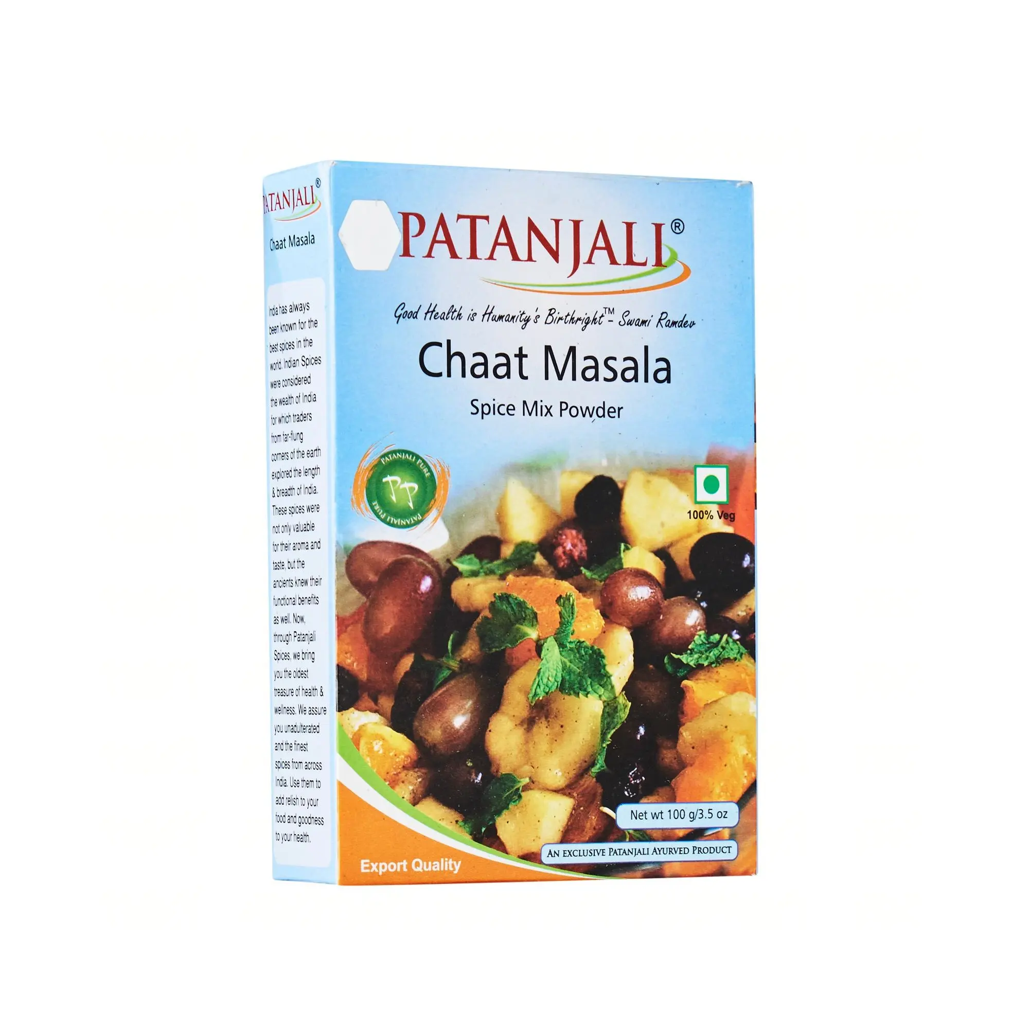 Pó saboroso atacado de boa qualidade patanjali chaat masala 100g 12 meses vida de prateleira da índia