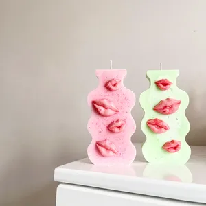 D147 Newest 3D Cute Pucker Up Lips Candles Moulds Kiss Lip Mouth Silicone Mold For Candle Making