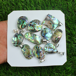 Pendentif en pierres précieuses plaquées en argent Sterling, sous forme de coquille d'abalone naturelle, collier à breloques, fournitures de bijoux, livraison gratuite - Product Image 1