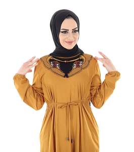 New Season <b>Women</b> Embroidered Waist Tied Tunic Islamic Clothing Abaya <b>Kaftan</b> Dubai Arab Muslim Islamic Fashion Turkish Quality - Product Image 2