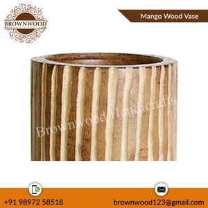 Jarrón de madera de mango hecho a mano de diseño de lujo moderno, jarrón de mesa para decoración del hogar para sala de estar a precio competitivo de la India - Product Image 2