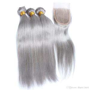 HAMDAAN IMPEX Indian Remy Hair Extensions & <b>Wigs</b> from India Loose Deep Wave <b>Grey</b> Lace Closures Natural Color Super Wave Style - Product Image 5