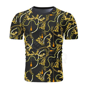 เสื้อยืดลำลองผู้ชายพิมพ์ลายเต็มตัว สีสันตามสั่ง ผ้าโพลีเอสเตอร์/คอตตอน ดีไซน์สีทอง ระบายอากาศได้ดี เหมาะสำหรับกิจกรรมกลางแจ้ง - Product Image 1