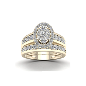 Hermosa elegante de estilo lujoso encantadora forma Oval agrupados anillo de compromiso diamante banda - Product Image 1
