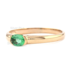 แหวนหมั้นมรกต Solitaire ทรงวงรีแท้,แหวนขายส่งเครื่องประดับมินิมอล - Product Image 4