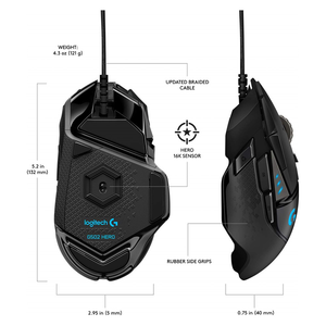 <span class=keywords><strong>2022</strong></span> ของแท้ G502 <span class=keywords><strong>เมาส์</strong></span>สำหรับเล่นเกมแบบมี<span class=keywords><strong>สาย</strong></span> 3D 6 ปุ่มไฟ LED แบ็คไลท์สีดำ 1600 DPI ทั้งสองมือรับประกัน 1 ปี - Product Image 4