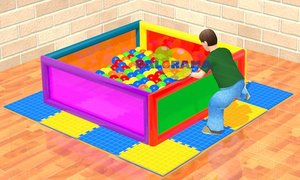 Aire de jeu pour piscine de balles 1.4x1.4x0.6 mètres, dispositif softplay pour enfants - Product Image 2