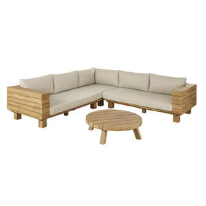 Juego de sofás de jardín hechos de madera maciza con forma de L Living Sofa Sectional Garden Sets - Product Image 1
