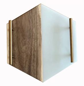 2025 Decoración navideña Bandeja de servicio de mármol y madera Madera natural con mango de metal para vajilla Utensilios de cocina Uso en Venta caliente - Product Image 1
