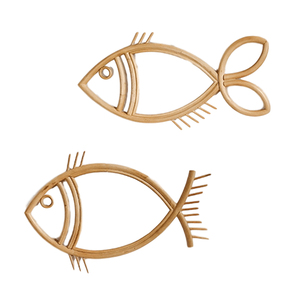 Espejo de pez de caña, espejo de pez de ratán, espejo de luna de mimbre colgante de pared ovalado, tamaño personalizado + 84815570479 - Product Image 4