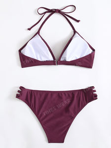 Maillot de bain Bikini à col licou, ensemble deux pièces de haute qualité, prix bon marché, solide, culotte taille haute, pour femmes, nouvelle collection - Product Image 6
